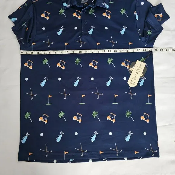 Rorie Whelan Men's Navy Blue Three Button Placket Polo Golf Shirt Size Large NWT - Picture 8 of 9